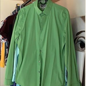 Lime/light green fitted button down